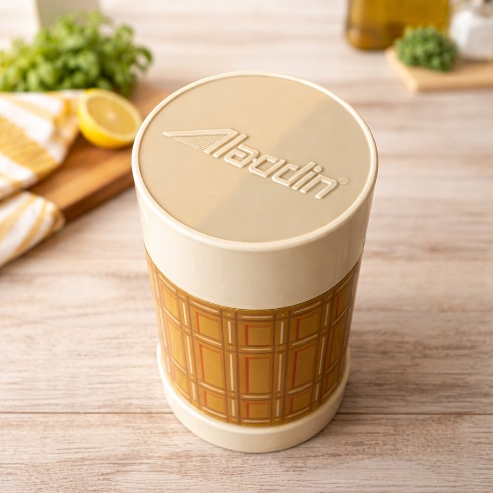 Vintage Aladdin Best-Buy Thermos | Mid-Century Amber Plaid | USA